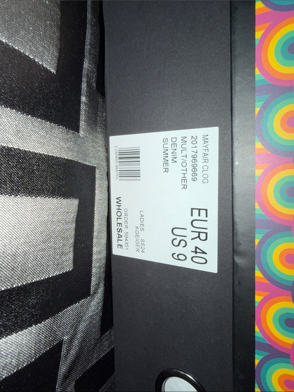 Kurt Geiger Rainbow Striped Denim Buckle Clogs - Picture 11 of 11